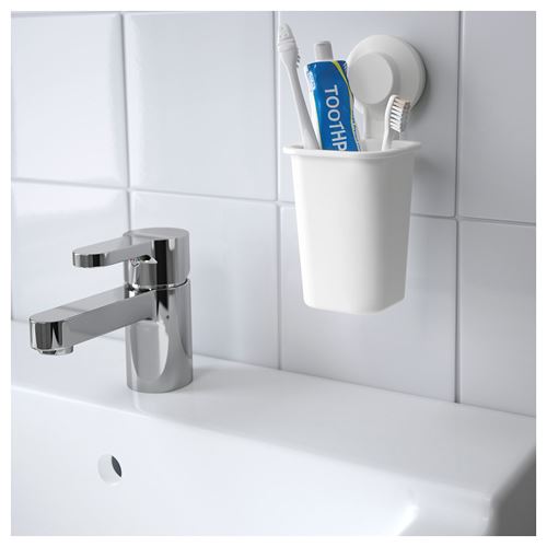 IKEA - TISKEN, toothbrush holder, white