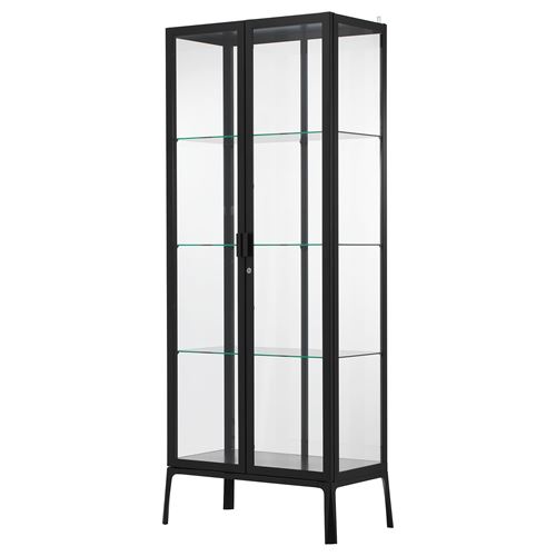 IKEA - MILSBO, glass-door cabinet, anthracite, 73x175 cm