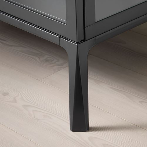 IKEA - MILSBO, glass-door cabinet, anthracite, 73x175 cm