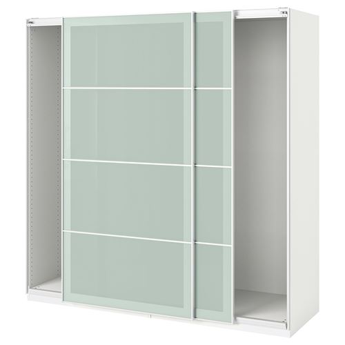 IKEA - PAX/SEKKEN, PAX sliding door wardrobe, white/glass, 200x66x201 cm