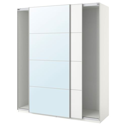 IKEA - PAX/AULI FARVIK, PAX sürgü kapaklı gardırop, beyaz, 200x66x236 cm