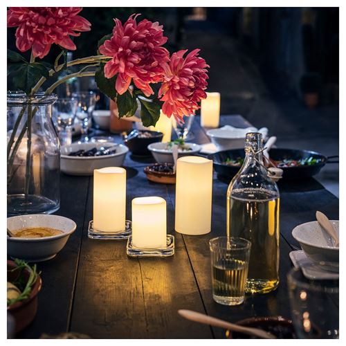 IKEA - GODAFTON, LED'li blok mum, natürel