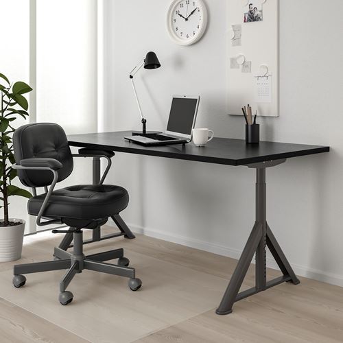 IKEA - IDASEN, desk, black/dark grey, 160x80 cm