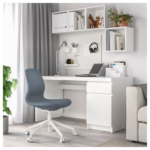 IKEA - LANGFJALL, office chair, gunnared blue/white