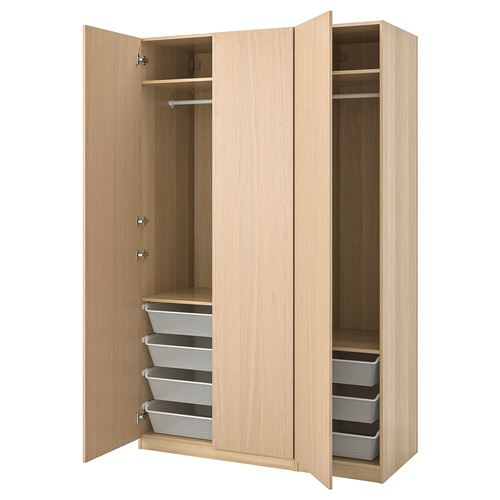 IKEA - PAX/FORSAND, PAX wardrobe, white stained oak effect, 150x60x236 cm