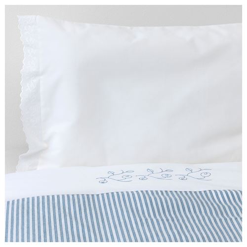 IKEA - GULSPARV, quilt cover/pillowcase for cot, striped-blue, 110x125/35x55 cm