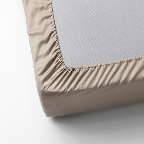 IKEA - NATTJASMIN, fitted sheet, light beige, 180x200 cm