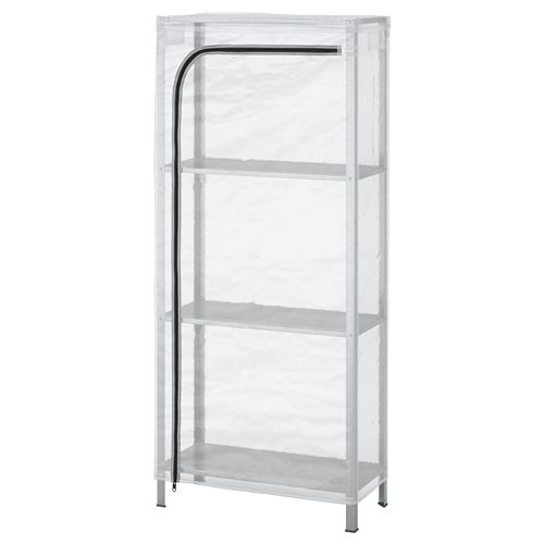 IKEA - HYLLIS, outdoor shelving unit, transparent covered, 60x27x140 cm