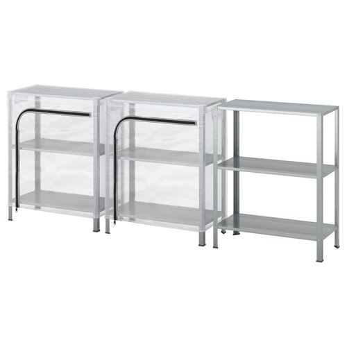 IKEA - HYLLIS, outdoor shelving unit, transparent, 180x27x74 cm