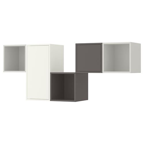 IKEA - EKET, Wall-mounted cabinet combination, white/light grey/dark grey, 175x35x70 cm