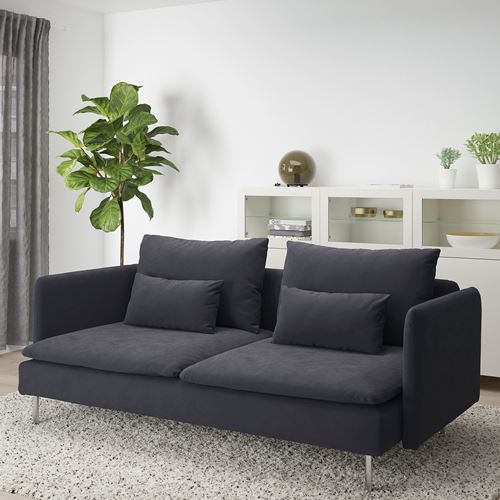IKEA - SÖDERHAMN, 3'lü kanepe, samsta koyu gri