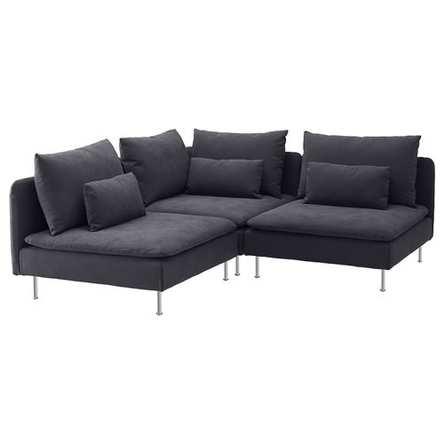 IKEA - SÖDERHAMN, köşe kanepe, samsta koyu gri