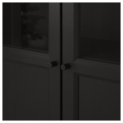IKEA - BILLY, bookcase with glass/panel doors, blackbrown, 80x30x202 cm