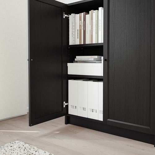 IKEA - BILLY, bookcase with door, blackbrown, 80x30x106 cm