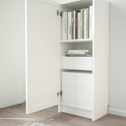 IKEA - BILLY, bookcase with door, white, 40x30x106 cm