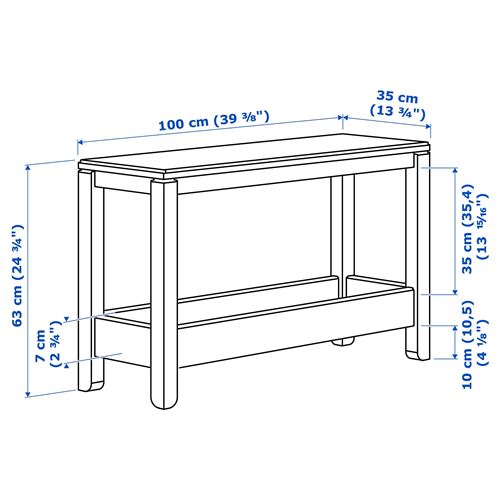 IKEA - HAVSTA, console table, grey, 100x35x63 cm