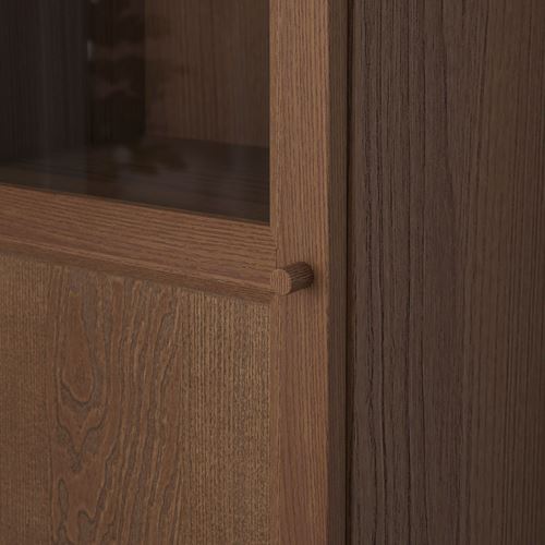 IKEA - BILLY, bookcase with glass/panel doors, ash veneer, 40x30x202 cm