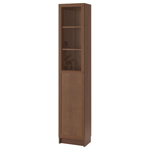 IKEA - BILLY, bookcase with glass/panel doors, ash veneer, 40x30x202 cm