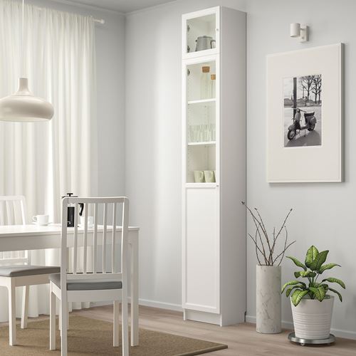 IKEA - BILLY, bookcase with glass/panel doors, white, 40x30x237 cm