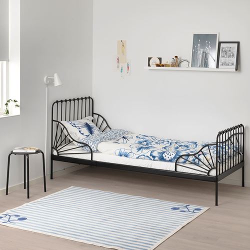 IKEA - MINNEN/LURÖY, extendable bed, black, 80x200 cm