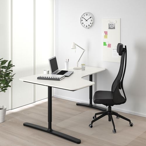 IKEA - BEKANT, corner desk left, white/black, 160x110 cm