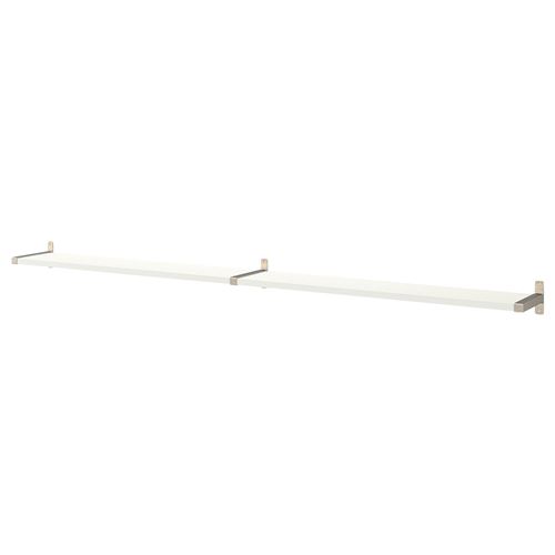 IKEA - BERGSHULT/GRANHULT, wall shelf, white/nickel-plated, 240x20 cm