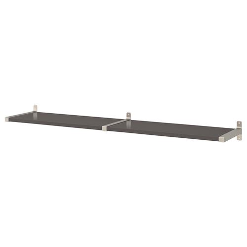 IKEA - BERGSHULT/GRANHULT, wall shelf, dark grey/nickel-plated, 160x30 cm