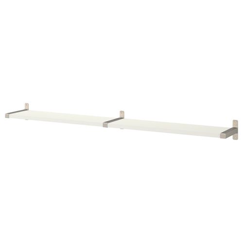 IKEA - BERGSHULT/GRANHULT, wall shelf, white/nickel-plated, 160x20 cm