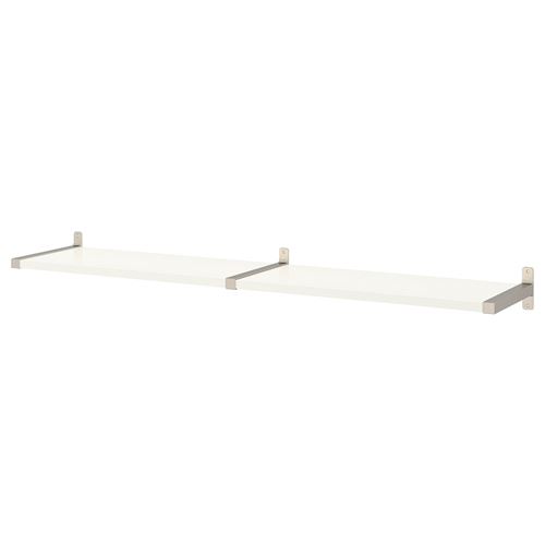 IKEA - BERGSHULT/GRANHULT, wall shelf, white/nickel-plated, 160x30 cm