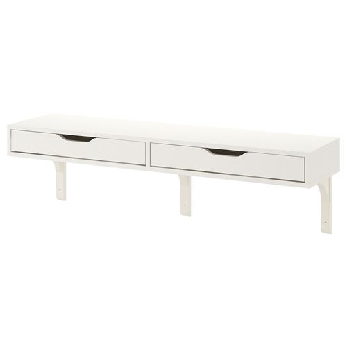 IKEA - EKBY ALEX/RAMSHULT, wall shelf with drawers, white/white, 119x29 cm