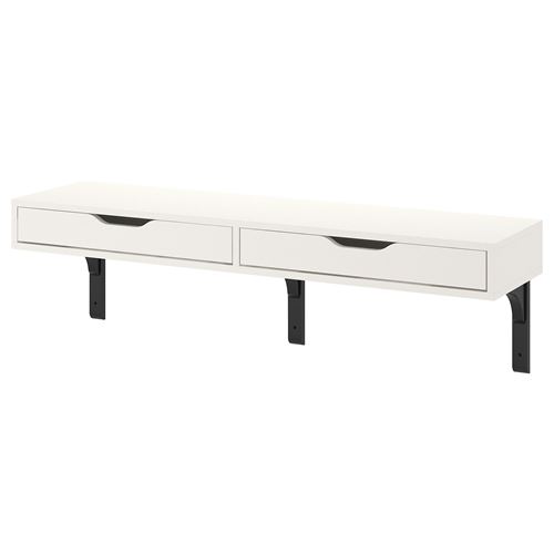 IKEA - EKBY ALEX/RAMSHULT, wall shelf with drawers, white/black, 119x29 cm