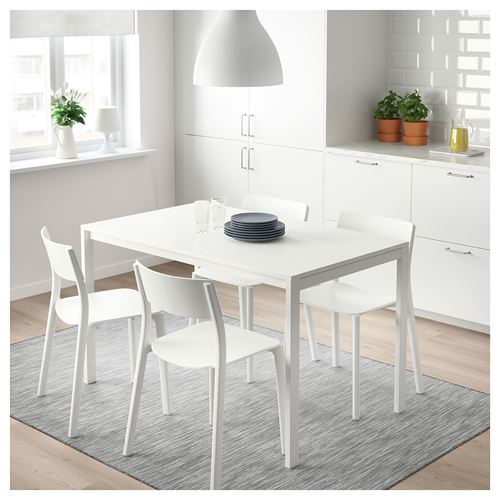 IKEA - MELLTORP/JANINGE, kitchen table set, white, 4 chairs
