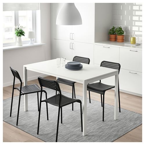 IKEA - MELLTORP/ADDE, kitchen table set, white/black, 4 chairs