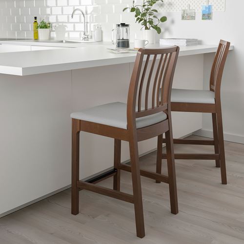 IKEA - EKEDALEN, bar sandalyesi, kahverengi-Orrsta açık gri, 62 cm