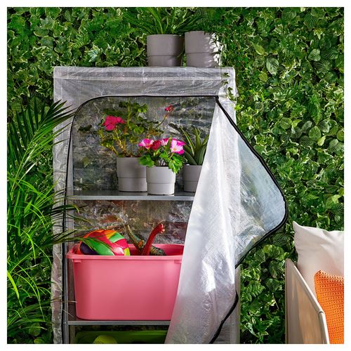 IKEA - HYLLIS, outdoor shelving unit, transparent, 180x27x74-140 cm