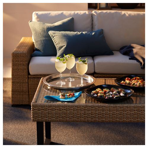 IKEA - SOLLERÖN, garden pedestal table, brown, 92x62 cm