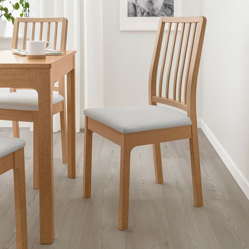 IKEA - EKEDALEN, döşemeli ahşap sandalye, meşe-orrsta açık gri