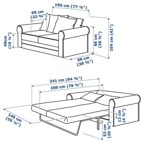 IKEA - GRÖNLID, 2'li yataklı kanepe, ljungen orta gri