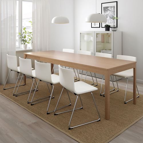 IKEA - EKEDALEN/BERNHARD, yemek masası takımı, meşe-mjuk beyaz, 6 sandalyeli