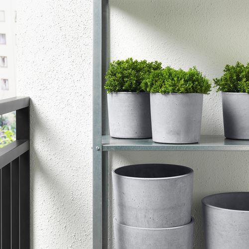 IKEA - BOYSENBAR, concrete plant pot, light grey, 12 cm