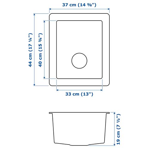 IKEA - NORRSJÖN, tek gözlü eviye, paslanmaz çelik, 37x44 cm