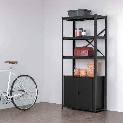 IKEA - BROR, shelving unit, black, 85x40x190 cm