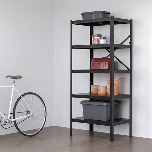 IKEA - BROR, shelving unit, black, 85x55x190 cm