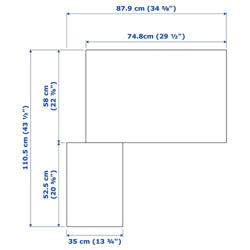 IKEA - PAX/FARDAL/AHEIM, PAX köşe gardırop, parlak cila beyaz-ayna, 111/88x236 cm