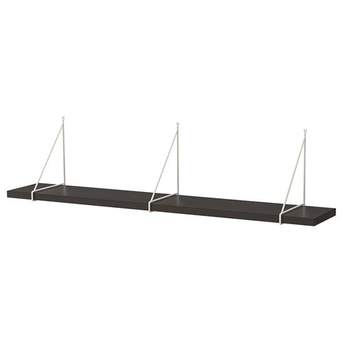 IKEA - BERGSHULT/PERSHULT, wall shelf, black-brown-white, 120x20 cm