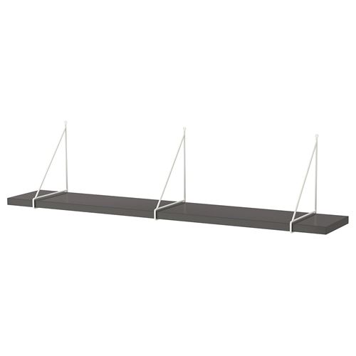 IKEA - BERGSHULT/PERSHULT, wall shelf, dark grey-white, 120x20 cm