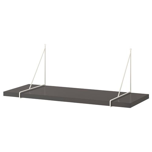 IKEA - BERGSHULT/PERSHULT, wall shelf, dark grey-white, 80x30 cm