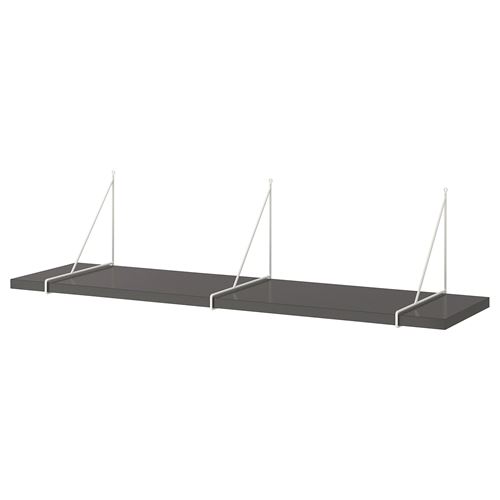 IKEA - BERGSHULT/PERSHULT, wall shelf, dark grey-white, 120x30 cm