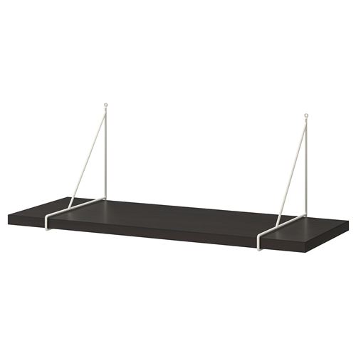 IKEA - BERGSHULT/PERSHULT, wall shelf, black-brown-white, 80x30 cm