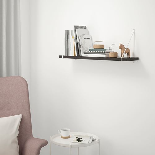 IKEA - BERGSHULT/PERSHULT, wall shelf, black-brown-white, 80x20 cm